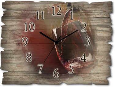 Настінний декор настінний годинник без цокання з дерева радіогодинник безшумний прямокутний 40x30 см їжа бакалія спеції трави лимон чилі вінтажний сільський U1RK трави (червоне вино, радіогодинник)