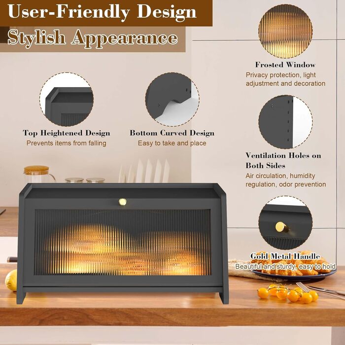 Хлібниця 40 х 21 х 20 см чорний R S Trade