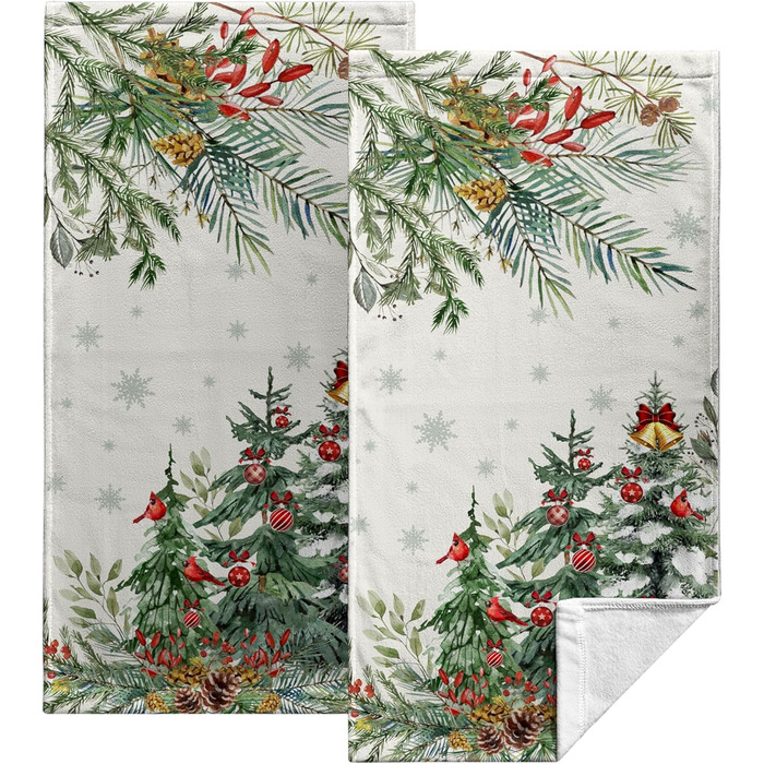 Різдвяні кухонні рушники Kwlegh, рушник для рук, різдвяна ялинка, цукерка-тростина, сніжинка, рушник для пальців, набір з 2 шт. , милий чоловічий банний рушник, високопоглинаючі рушники, 36 x (різдвяний сосновий ліс)