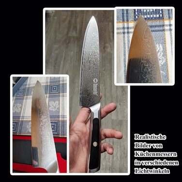 Ніж кухарський 20 см, дамаська сталь Sunnecko