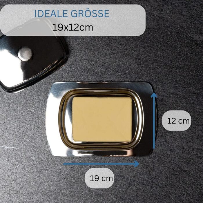 Маслянка Westmark - Ідеально підходить для сервірування та зберігання - Можна мити в посудомийній машині - Спеціальний рельєф для надійного захоплення (нержавіюча сталь, одинарна)