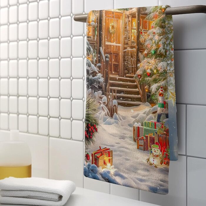 Різдвяні кухонні рушники Kwlegh, рушник для рук, рушник для пальців у формі різдвяної ялинки з цукерками та сніжинками, набір з 2 шт. , милий чоловічий банный рушник, високопоглинаючі рушники, 36 x (Xmas-a)