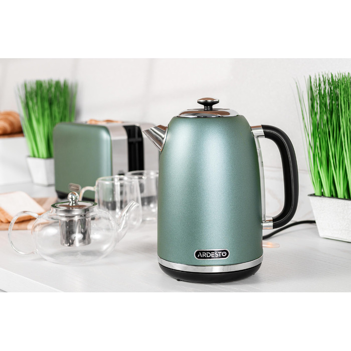 ARDESTO Электрочайник EKL-F400G 1.8л/2200Вт/strix контроль/нерж. сталь/мятный