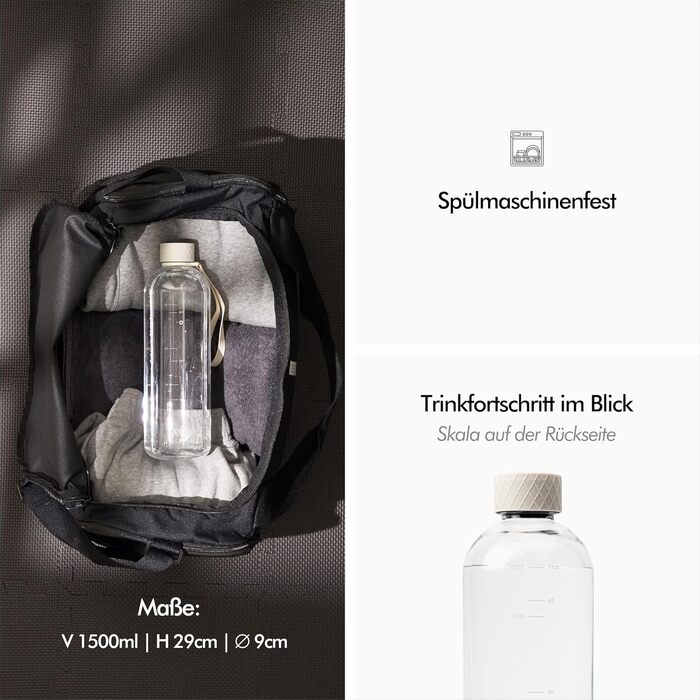 Пляшка для води 1,5 л тританова, кремова прозора KIVY