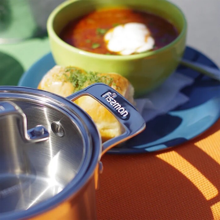 Каструля Fissman FOBUS 20x10 см /3,1 л  із скляною кришкою (5383)