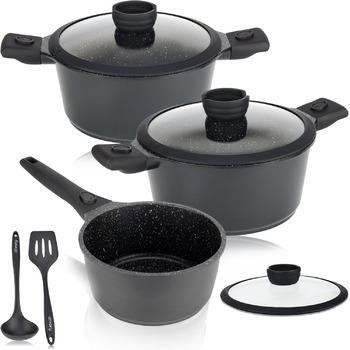 Кухонний набір каструль зі знімнми ручками та кришками, 8 предметів DIVORY
