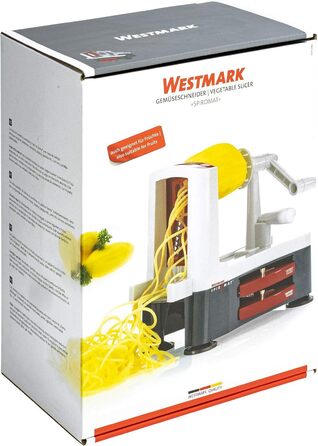 Ручний спіральний різак для овочів Westmark з 2 ріжучими конусами та фіксатором, нержавіюча сталь/пластик, антрацит/червоний, 11622260 (Spiromat)