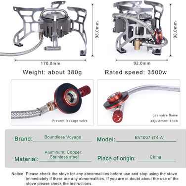 Портативна легка газова плита високої потужності Boundless Voyage
