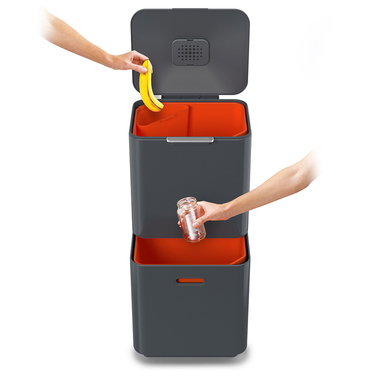 Контейнер для сміття з двома баками 60 л графіт Totem Compact Joseph Joseph