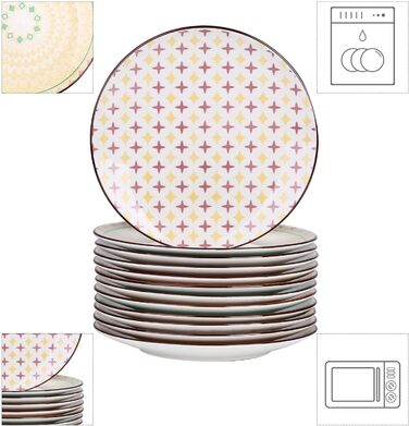 Тарілка десертна порцелянова vancasso, 12 шт. Тарілка для торта кольорова, Ø 21,5 см Тарілка плоска для сніданку (Тюльпан, десертна тарілка 12 шт.)