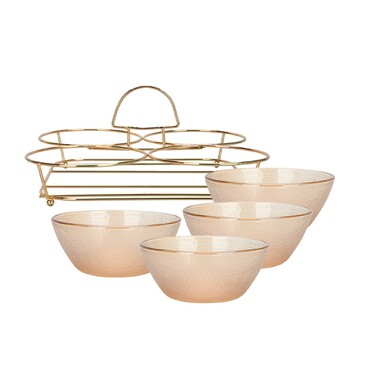 Мінажниця Fissman 24x24x13 см на металевій підставці 4 секції по 350 мл скло (16395)