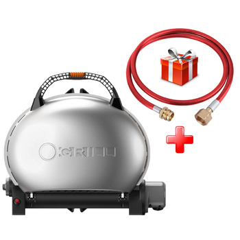 КОМПЛЕКТ Портативний переносний газовий гриль O-GRILL 500, срібло + шланг в подарунок! Код: 013369