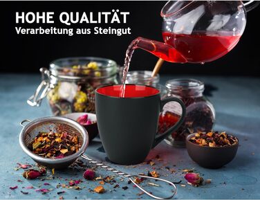 Набір чашок для кави 350 мл, 6 предметів, чорний/червоний MIAMIO