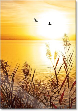 Скляна картина "Захід сонця на озері" 70 x 100 см Pixxprint