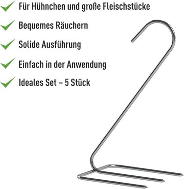 Набір гачків для коптильні з нержавіючої сталі 5 шт 14 см Browin