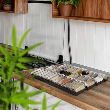 Організатор для спецій розсувний пластиковий, 30-60 см, чорний ionlyou