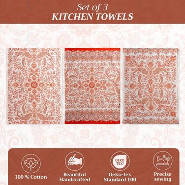 Набір із 3 багатоцільових кухонних рушників Барних рушників День подяки/Різдво (50 см x 70 см) (24 - Кашемір, 50 x 70 см (Набір із 3 шт.)), 39 Hermine Noel