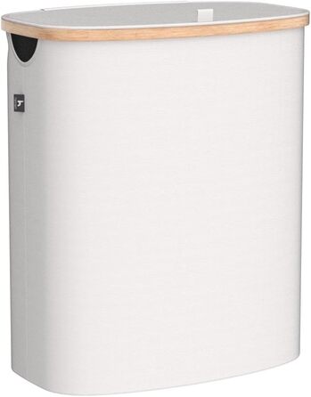Ящик для белья Hennez 150 л - Корзина для белья 3 отделения - Крышка - Сортировщик белья с мешком для белья - Корзины для белья - бежевый бамбук - Контейнер для белья - Система сортировки белья - Сборник для белья 4) 150л Бежевый
