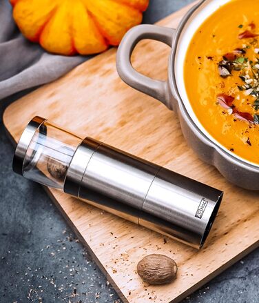 Млин для мускатних горіхів 12,5 см, сріблястий, подарунковий набір Muskatino AdHoc