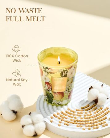 Ароматична свічка M&SENSE надзвичайно велика, час горіння 150 годин, натуральна ароматерапевтична свічка з 3 гнітами, сильний аромат, тривале горіння, подарункова свічка та прикраса для дому, подарунки для жінок (400 г, яблучна крихта)