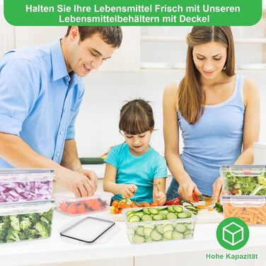 Набір Kottwca, набір Tupperware із 30 предметів (15 контейнерів 15 кришок), кухонні коробки для приготування їжі, 100 герметичні, без бісфенолу А, контейнер для зберігання продуктів для мікрохвильової печі та холодильника (набір із 20 великої місткості)