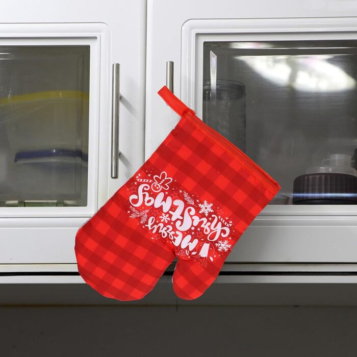 Різдвяний набір з 2 прихваток та 2 рукавичок для духовки, 4 предмети, червоний Cabilock