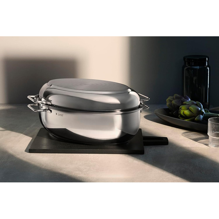 Жаровня 8,5 л з кришкою, дротяною вставкою та термометром для м'яса WMF