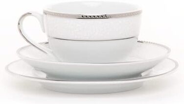 Набір кухлів konsimo 18 предметів - NEW HOLLIS Набір чашок для капучино - Порцеляна - Можна мити в посудомийній машині - 6 персон (платиновий, 18 шт. )