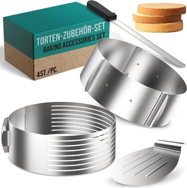 Аксесуари для торта 4smile - набір з нержавіючої сталі для нарізання торта, 3 предмети - насадка для різання основи торта кондитерський ніж сервер для торта - насадка для різання торта ідеально підходить для приготування торта