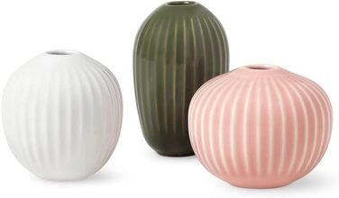 Мініатюрні вази Khler 3 шт. Датський дизайн Hammershøi ручної роботи, (білий/рожевий/зелений)