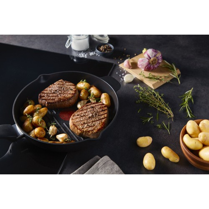 Tefal Сковорода гриль Unlimited, 26см, алюміній, чорний