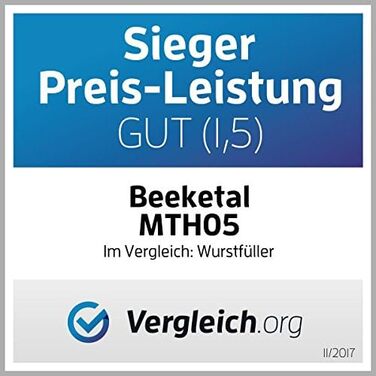 Професійна машина для наповнення гастроковбаси Beeketal &39MT07&39 (7 літрів), протестована SGS, наповнювач для ковбас з 2-швидкісним повністю металевим редуктором і рукояткою, сталевий корпус (пофарбований у червоний колір), включаючи 4 насадки для з