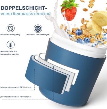 Стаканчик для пластівців 750 мл зі складаною ложкою, синій Swkien