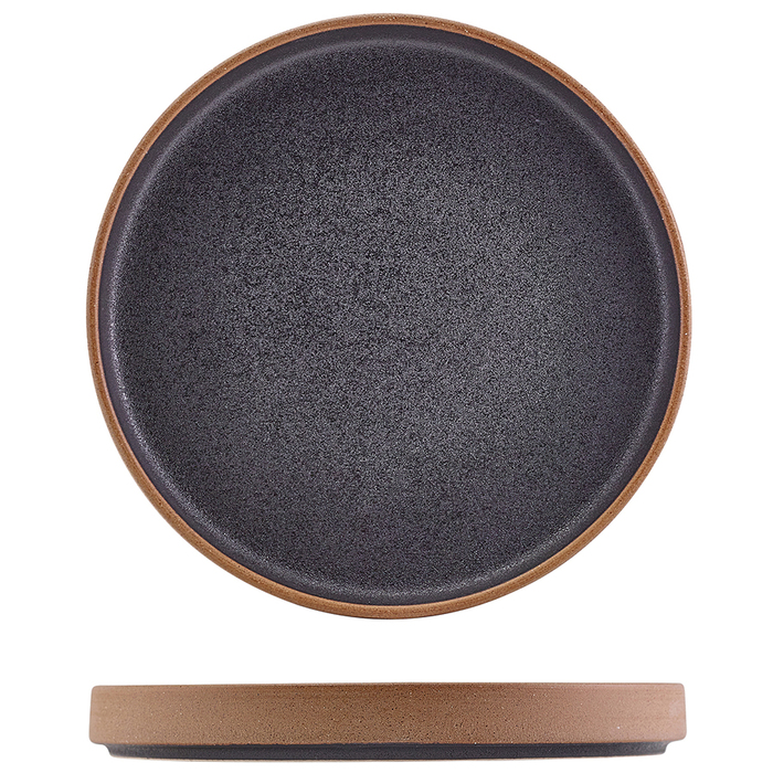 Тарілка презентаційна 20*2.5 см із низьким вертикальним бортом, Kava Black Stoneware Raw Wall, GenWar
