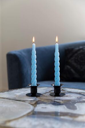 Свічки з крученим конусом, виготовлені в Італії, доступні 25 кольорів, лаковані настільні свічки, спіральні свічки з тривалим часом горіння 5 годин, декоративні свічки, 6 шт. , 2,2 x 21 см (світло-блакитні)