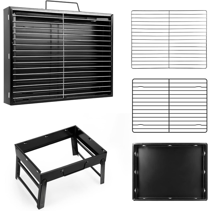 Портативний гриль для барбекю 40 x 27 x 20 см, чорний Uten