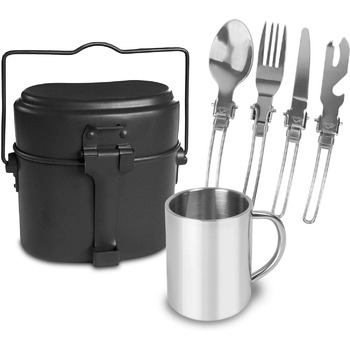 Набір похідного посуду для військових, 6 предметів, чорний Normani