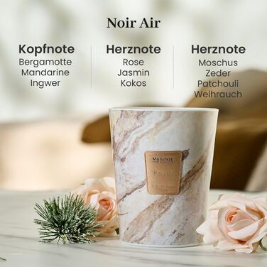 Велика ароматична свічка M&SENSE Чорні ароматичні свічки у склянці Ароматизована свічка з натурального соєвого воску Розслаблююча ароматерапія Подарунок для жінок та чоловіків, Різдво Час горіння 75 годин та 2 ґноти (Black Air, 990 г)