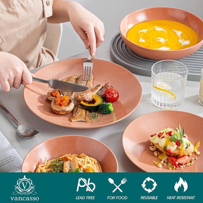 Столовий сервіз з керамограніту, комбінований сервіз vancasso з 32 предметів Карст з фаянсу, набір посуду у вінтажному вигляді для 4-12 осіб (Sabine-tc, посуд для 4 осіб)