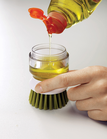 Щітка для миття посуду з дозатором, 9 х 13,5 х 9 см, білий / зелений, Palm Scrub Joseph Joseph