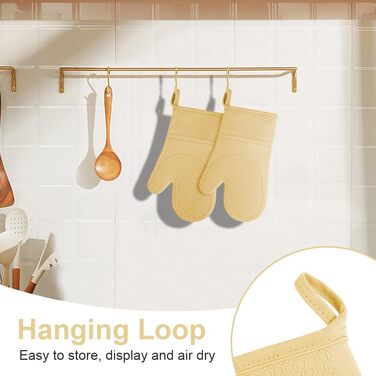 Набір рукавичок для духовки AUAUY, 1 пара силіконових рукавичок для духовки з 2 тримачами для каструль, нековзні кулінарні рукавички, термостійкі рукавички для духовки, рукавички для кухні, приготування їжі, випічки, гриля та барбекю (жовті)