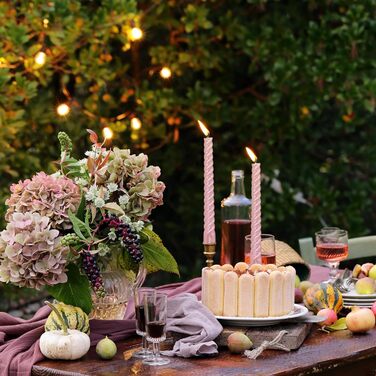 Набір з 4 конічних спіральних свічок 2 х 25,5 см, рожевий Alederways