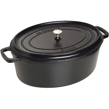 Чавунна жаровня/кокот STAUB, овальна 6,7 л, (31 см, чорна)
