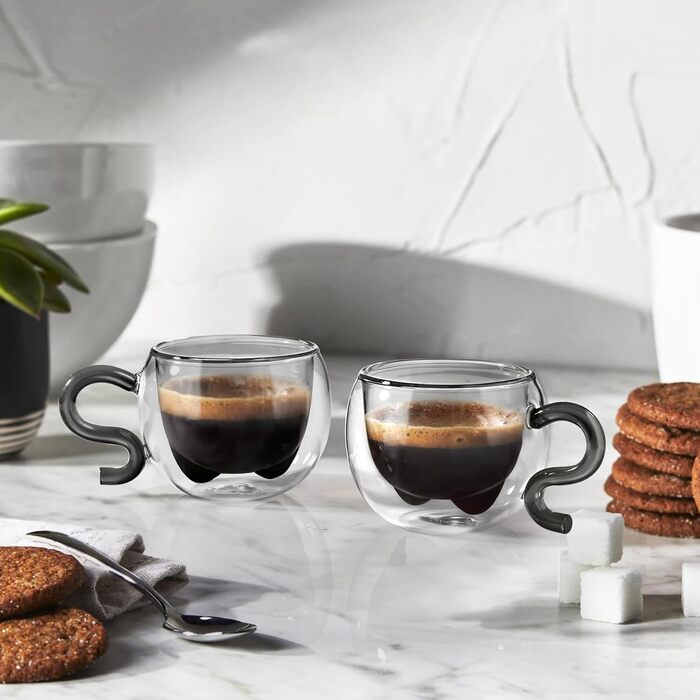 Двостінні милі келихи для лате макіато з різдвяною ялинкою 270 мл Кавова чашка Різдвяна кружка з ситечком для чаю з різдвяною ялинкою Чайні келихи для молока, льоду, різдвяні подарунки для жінок і дітей (тип 12 чорний-130 мл*2, 130 мл*2)