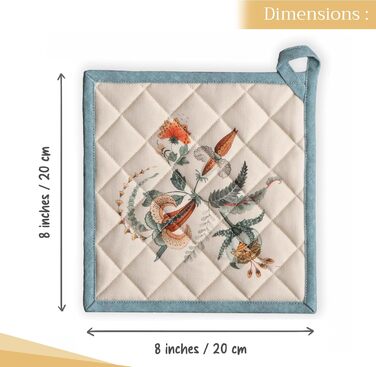 Рукавички для духовки Maison d&39 Hermine, підставки для каструль, 100 бавовна, термостійкі кухонні рукавички, рукавички для духовки (19 см x 33 см) та підставки для каструль (20 см x 20 см) для приготування їжі, Morzine - Рукавички для духовки на День по