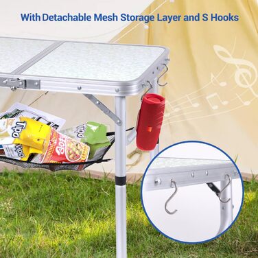 Складной кемпинговый стол с 2 уровнями высоты 60 х 40 см белый Sportneer