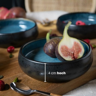 Набор из 4 десертных мисок 14 см, синяя реактивная глазурь Moritz & Moritz