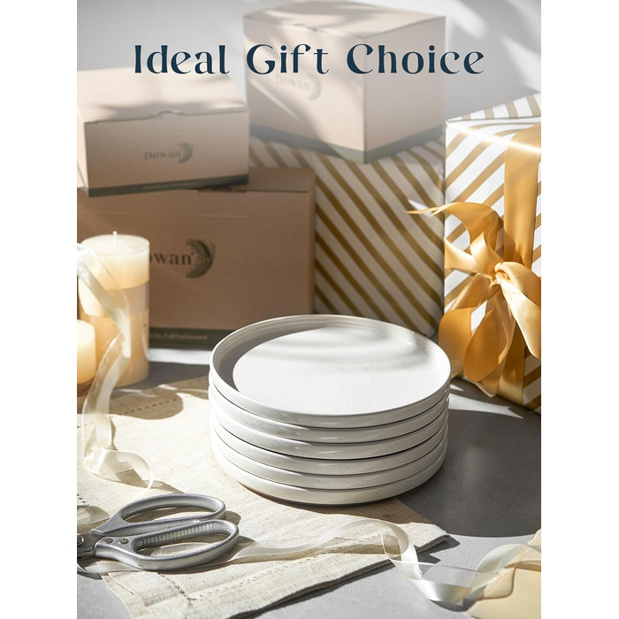 Набір з 6 десертних тарілок 21 см, ванільно-білий Dowan