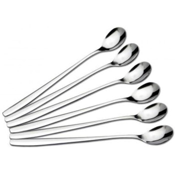 Набір із 12 довгих ложок для напоїв з нержавіючої сталі, кожна завдовжки 19 см, 12 шт. (6 шт. ), 9895-02