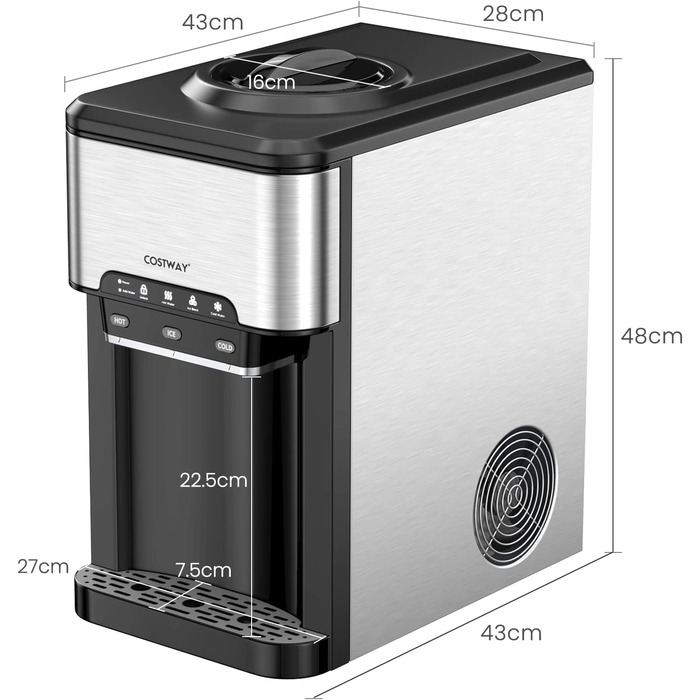 Кулер для води та льодогенератор 458 Вт COSTWAY